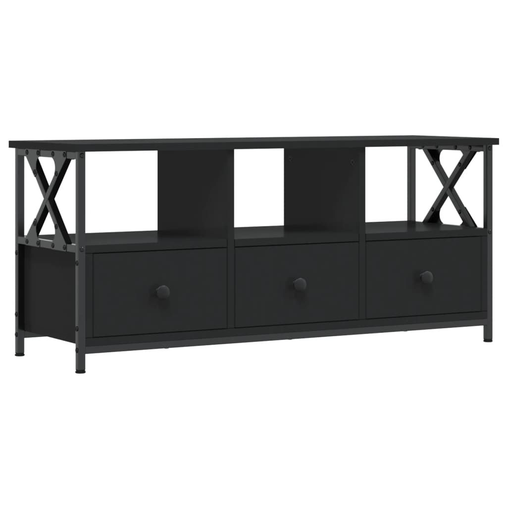 TV-Schrank Schwarz 102x33x45 cm Holzwerkstoff und Eisen - Pazzar.ch