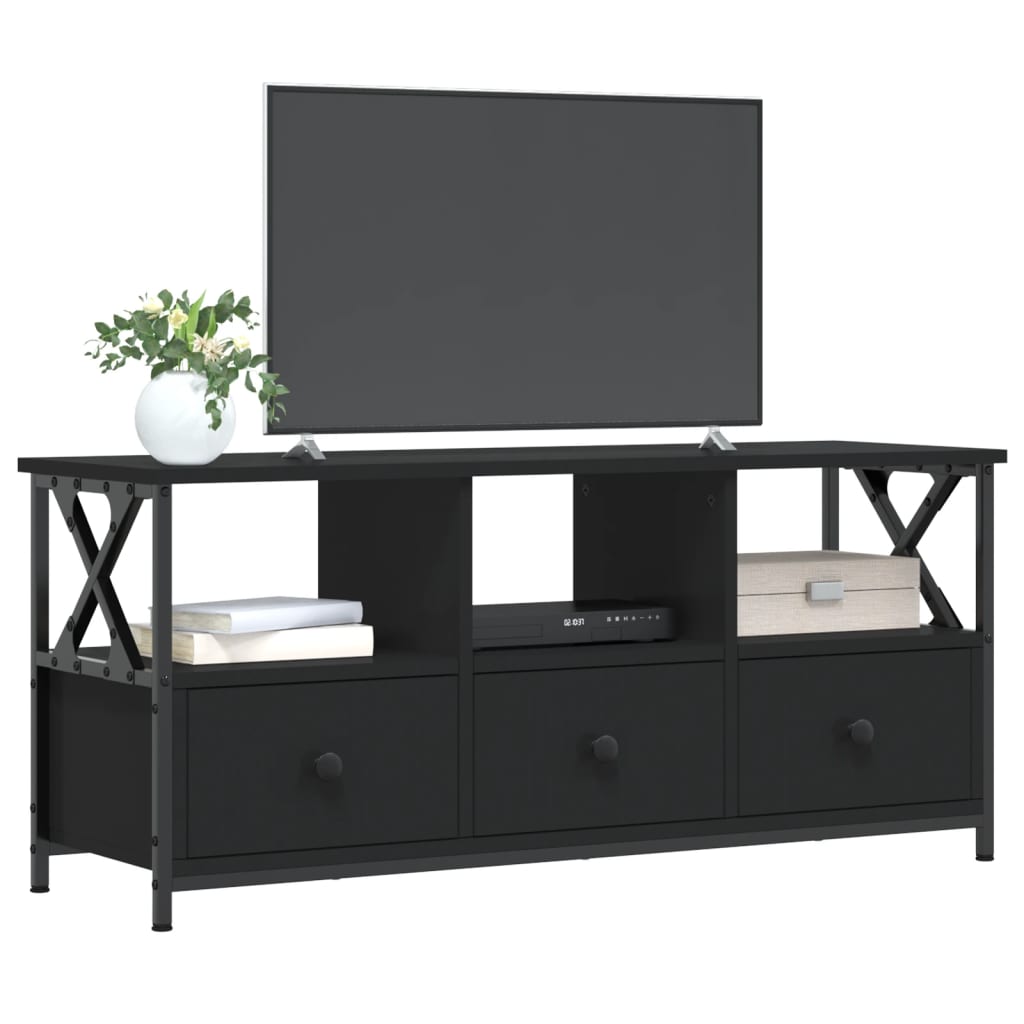 TV-Schrank Schwarz 102x33x45 cm Holzwerkstoff und Eisen - Pazzar.ch