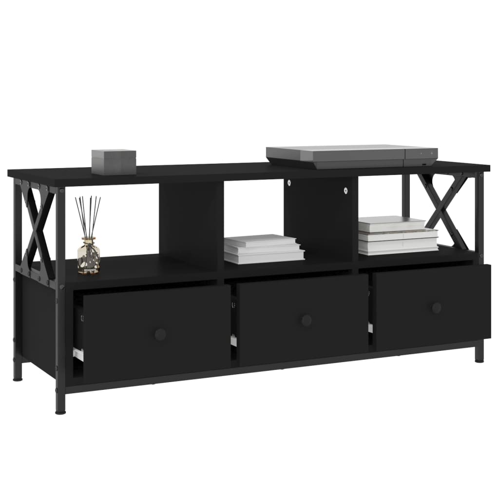 TV-Schrank Schwarz 102x33x45 cm Holzwerkstoff und Eisen - Pazzar.ch