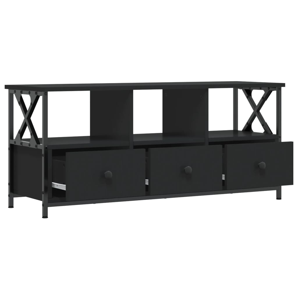 TV-Schrank Schwarz 102x33x45 cm Holzwerkstoff und Eisen - Pazzar.ch