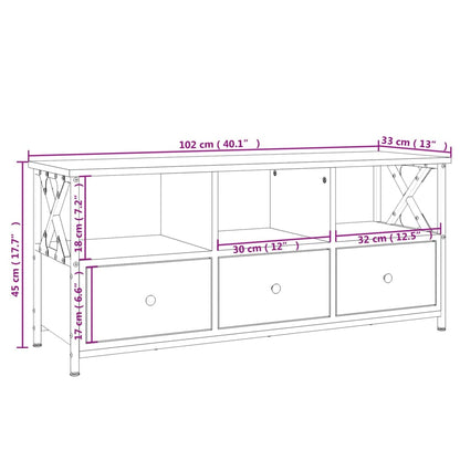 TV-Schrank Schwarz 102x33x45 cm Holzwerkstoff und Eisen - Pazzar.ch