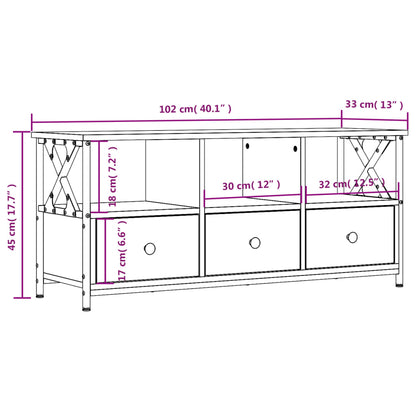 TV-Schrank Schwarz 102x33x45 cm Holzwerkstoff und Eisen - Pazzar.ch