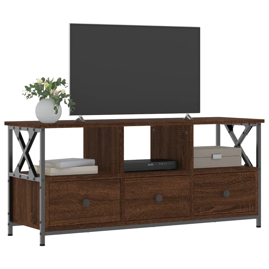 TV-Schrank Braun Eichen-Optik 102x33x45cm Holzwerkstoff & Eisen - Pazzar.ch