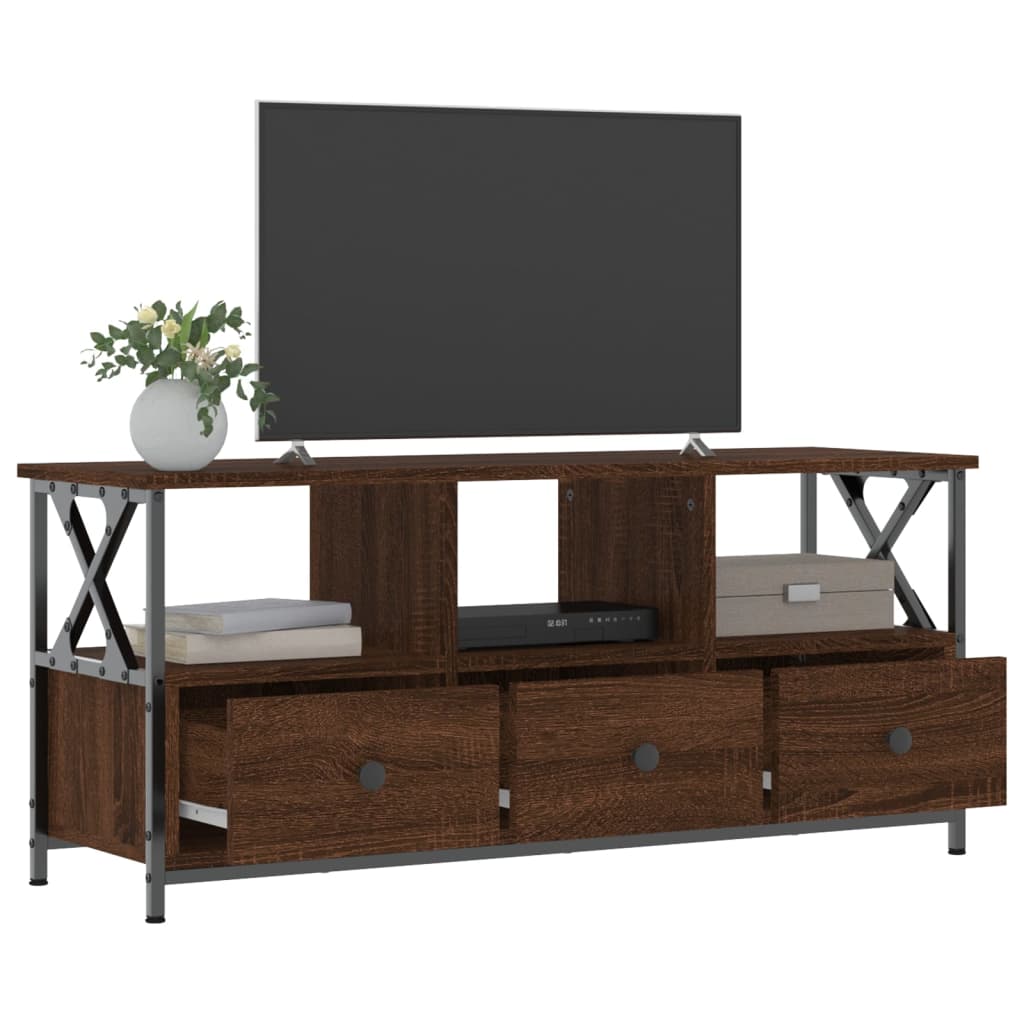 TV-Schrank Braun Eichen-Optik 102x33x45cm Holzwerkstoff & Eisen - Pazzar.ch