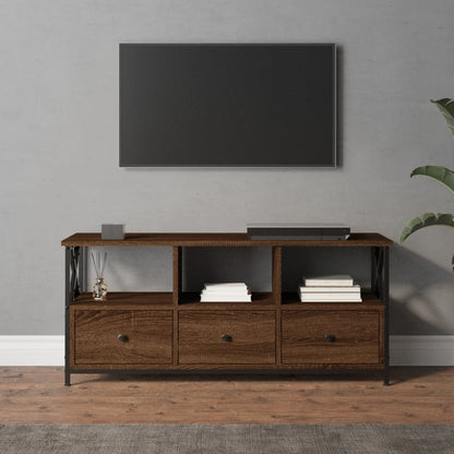 TV-Schrank Braun Eichen-Optik 102x33x45cm Holzwerkstoff & Eisen - Pazzar.ch