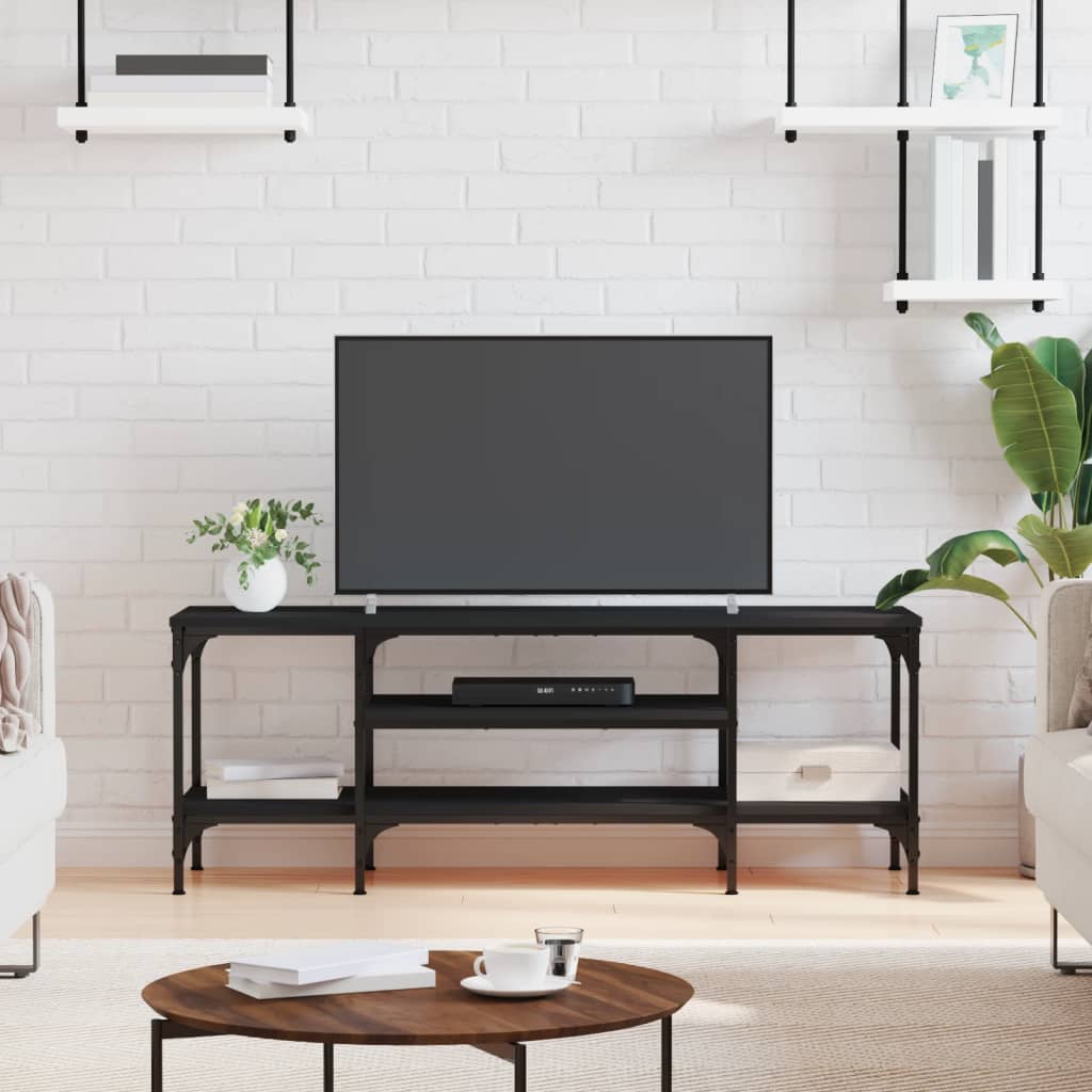TV-Schrank Schwarz 121x35x45 cm Holzwerkstoff & Eisen - Pazzar.ch