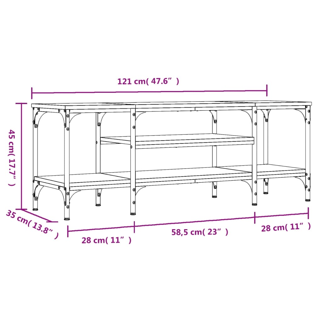 TV-Schrank Sonoma-Eiche 121x35x45 cm Holzwerkstoff & Eisen - Pazzar.ch