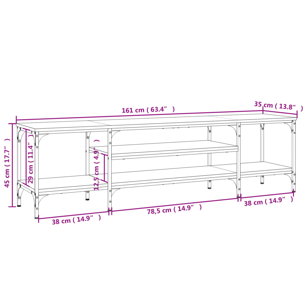 TV-Schrank Grau Sonoma 161x35x45 cm Holzwerkstoff & Eisen - Pazzar.ch