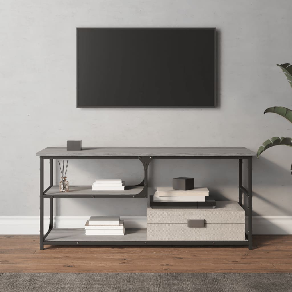 TV-Schrank Grau Sonoma 103x38x46,5 cm Holzwerkstoff und Stahl - Pazzar.ch