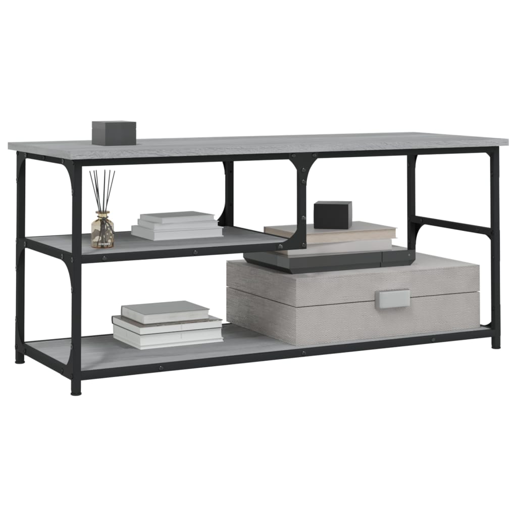 TV-Schrank Grau Sonoma 103x38x46,5 cm Holzwerkstoff und Stahl - Pazzar.ch