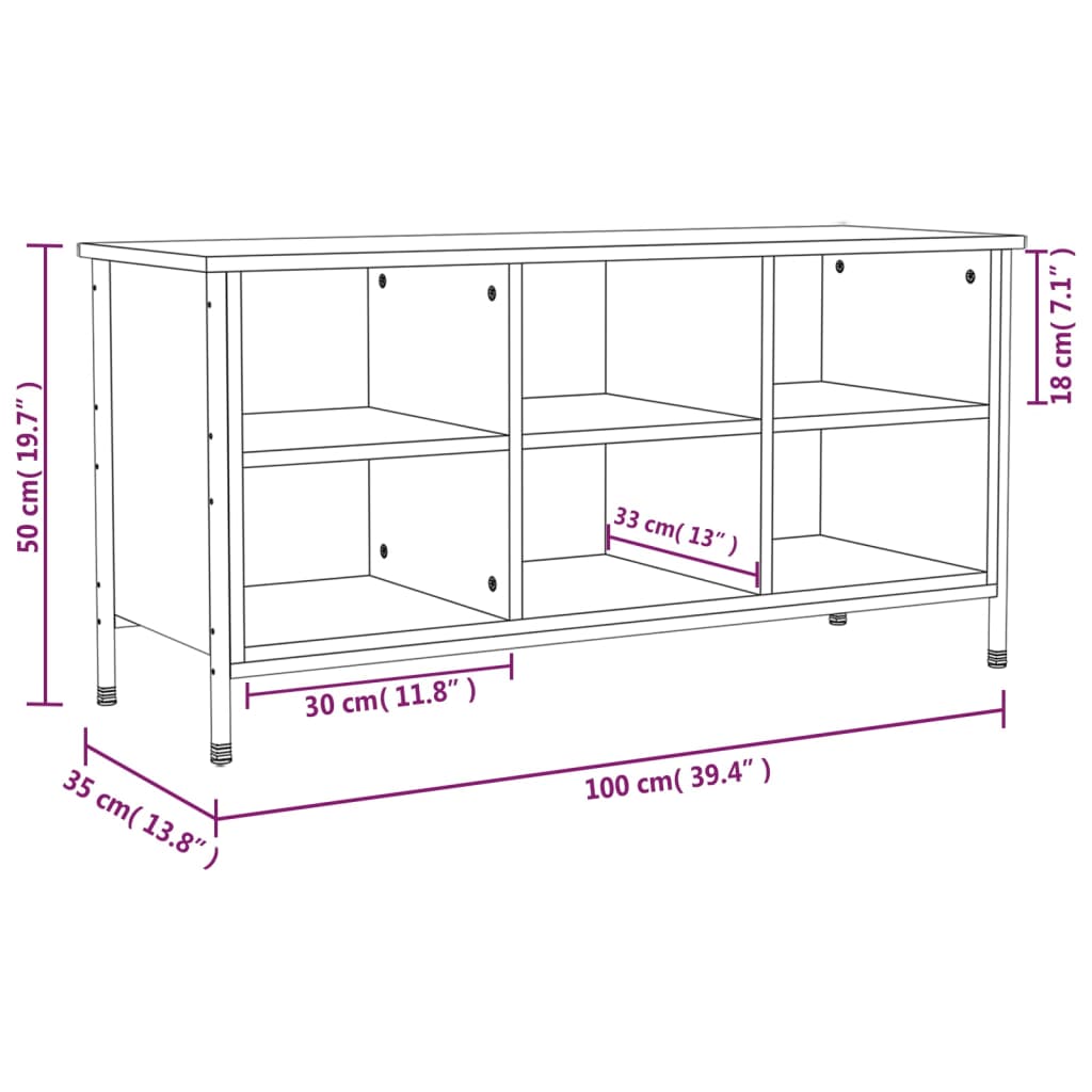 Schuhregal Grau Sonoma 100x35x50 cm Holzwerkstoff - Pazzar.ch