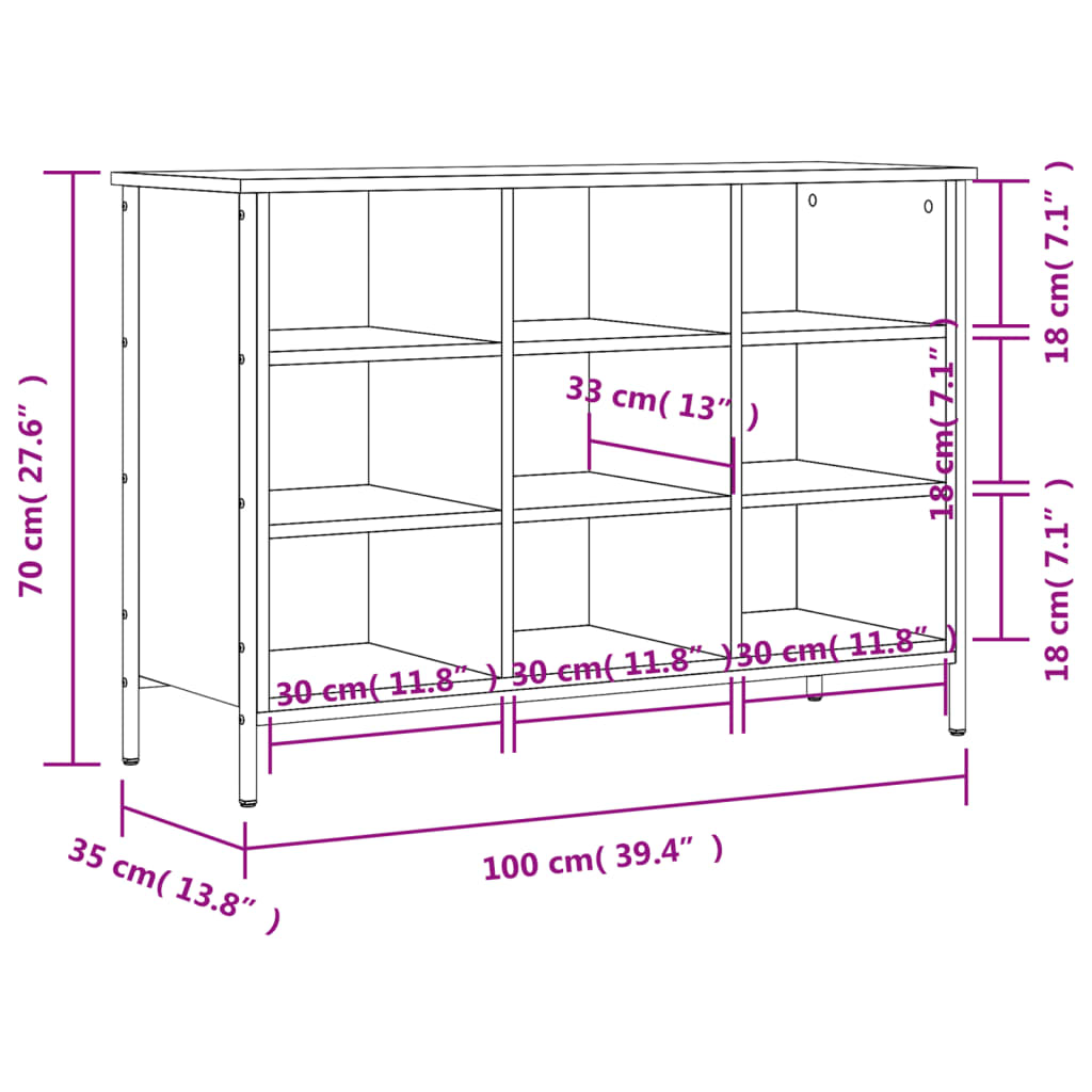 Schuhregal Grau Sonoma 100x35x70 cm Holzwerkstoff - Pazzar.ch