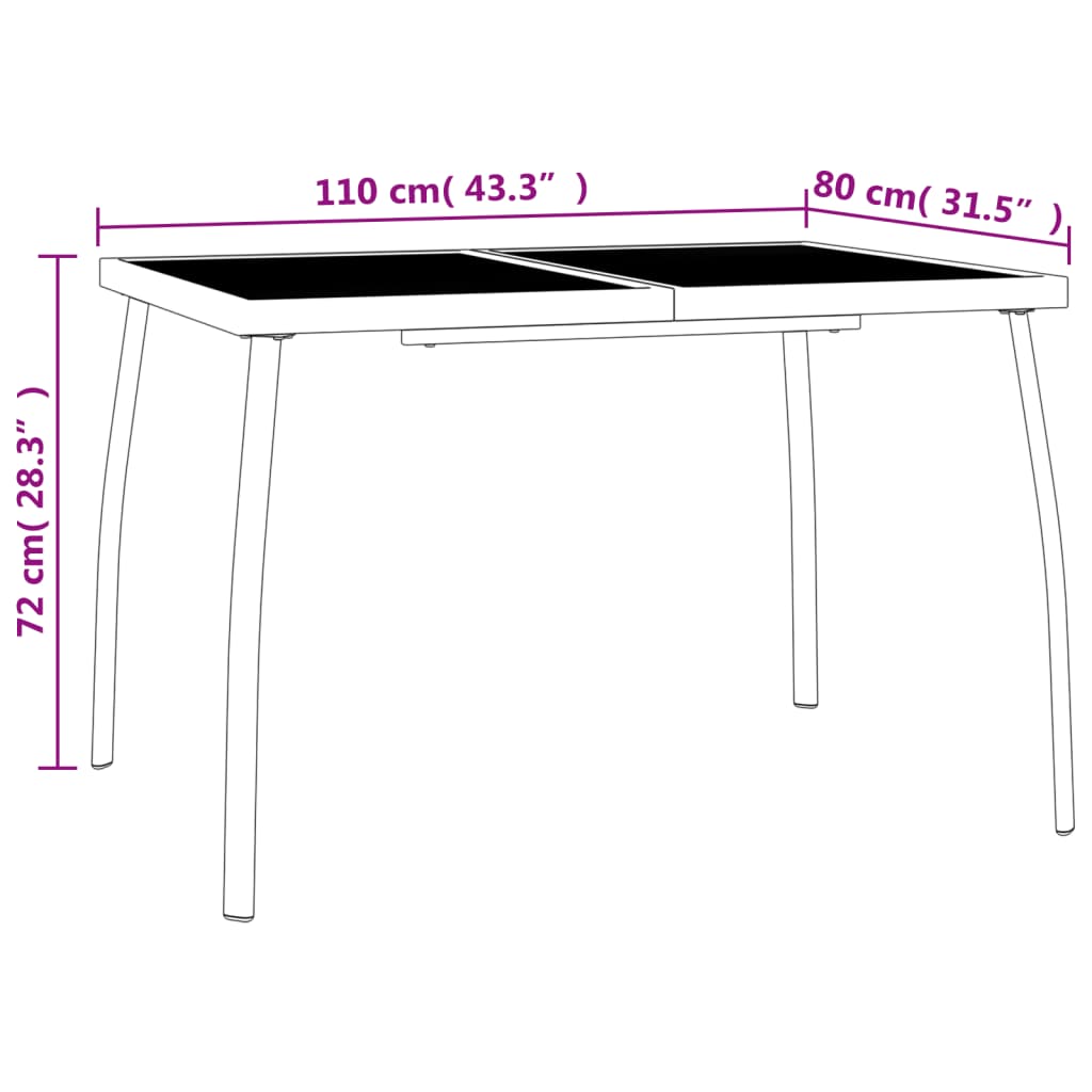 Gartentisch Anthrazit 110x80x72 cm Stahlgitter - Pazzar.ch