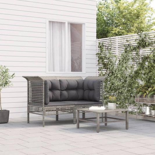 Garten-Ecksofas mit Kissen 2 Stk. Grau Poly Rattan - Pazzar.ch