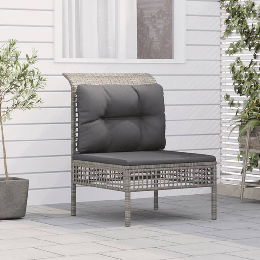 Garten-Mittelsofa mit Kissen Grau Poly Rattan - Pazzar.ch