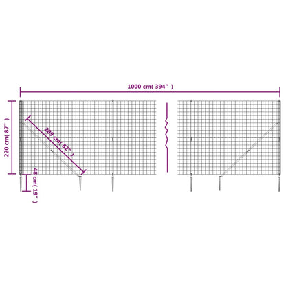 Maschendrahtzaun mit Bodenhülsen Grün 2,2x10 m - Pazzar.ch