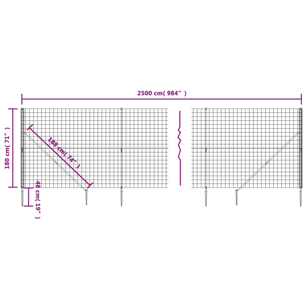 Maschendrahtzaun mit Bodenhülsen Grün 1,8x25 m - Pazzar.ch