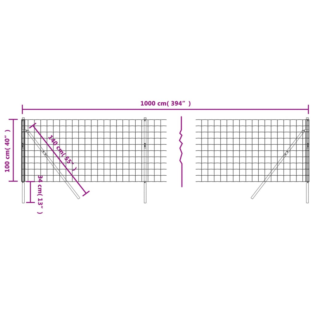 Maschendrahtzaun Anthrazit 1x10 m Verzinkter Stahl - Pazzar.ch