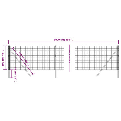 Maschendrahtzaun Anthrazit 1x10 m Verzinkter Stahl - Pazzar.ch