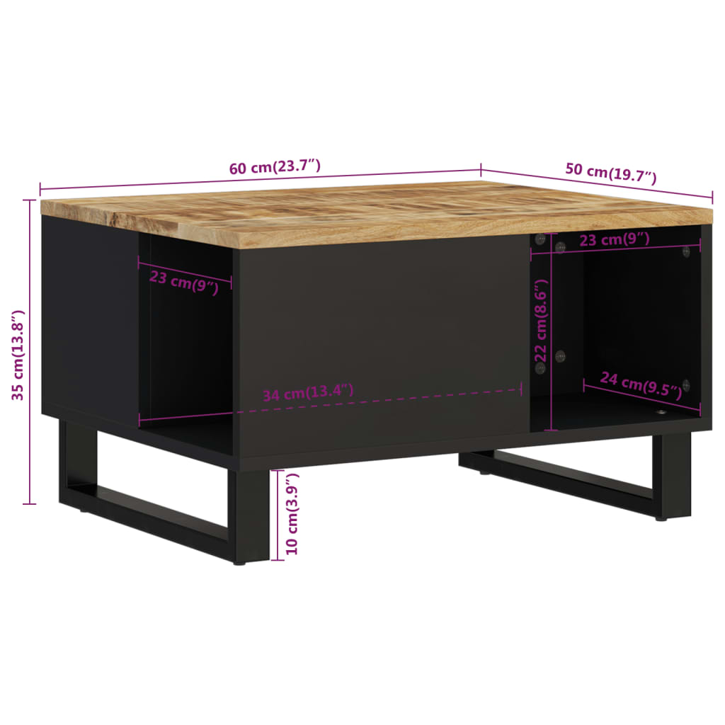 Couchtisch 60x50x35 cm Massivholz Mango - Pazzar.ch