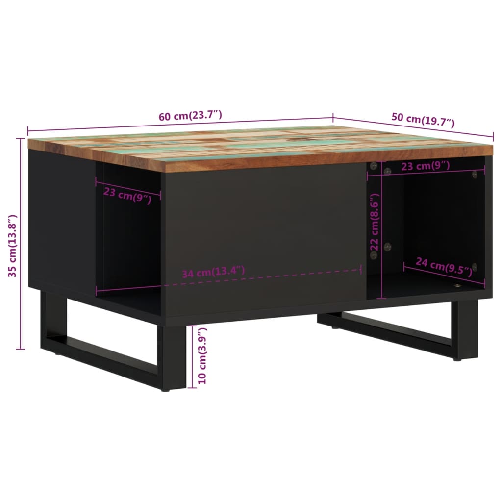 Couchtisch 60x50x35 cm Altholz Massiv - Pazzar.ch