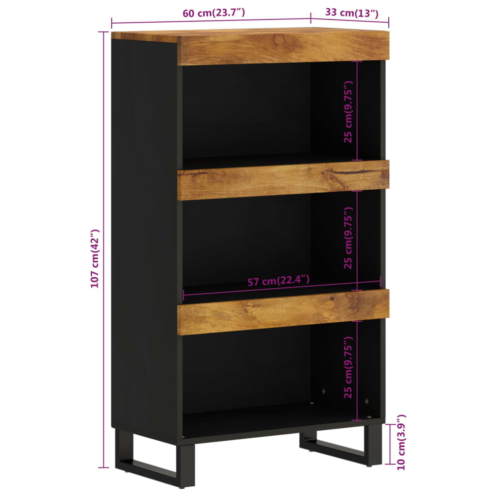 Beistellschrank 60x33x107 cm Massivholz Mango - Pazzar.ch