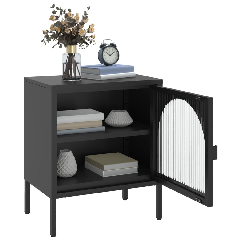 Nachttisch Schwarz 50x35x60 cm Glas und Stahl - Pazzar.ch