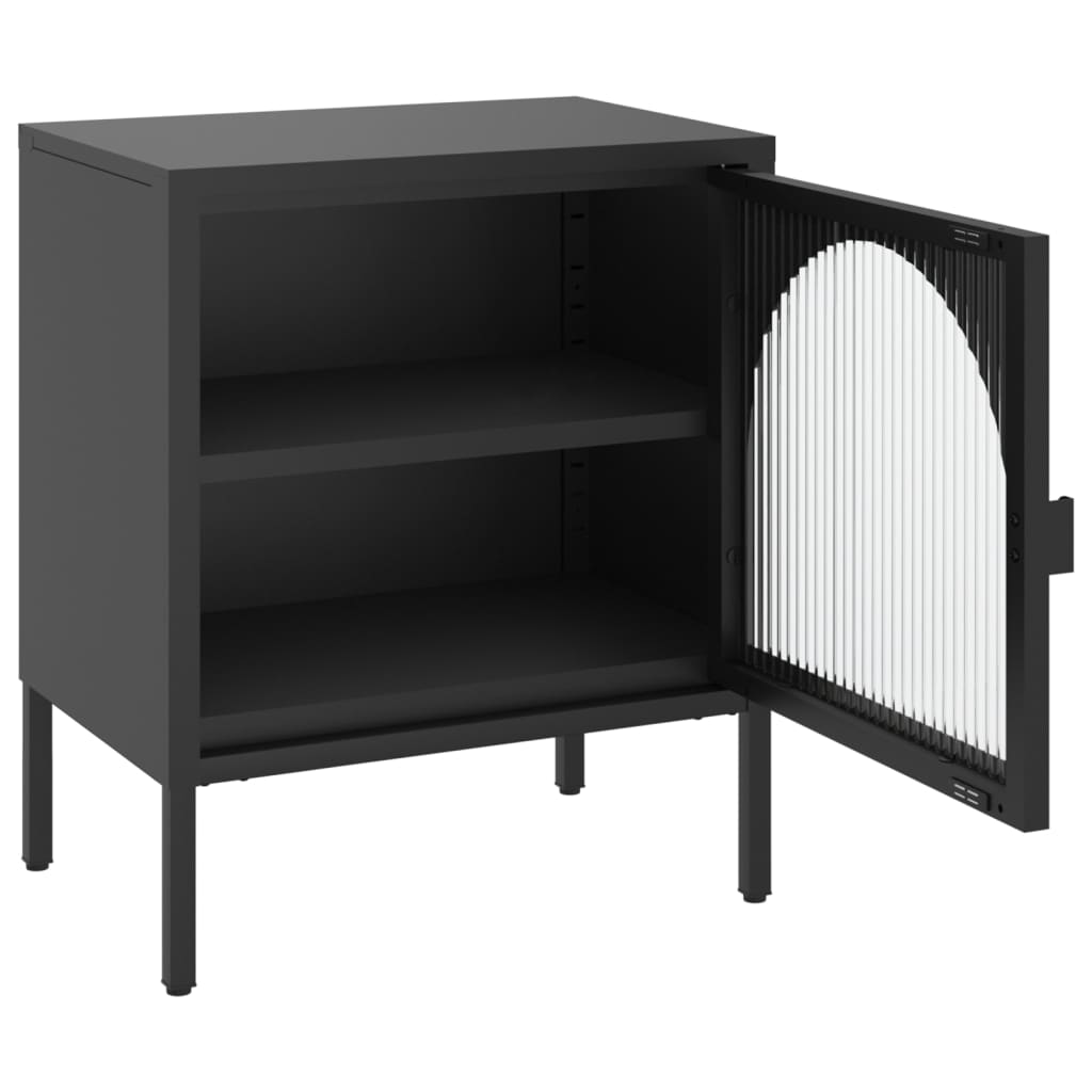 Nachttisch Schwarz 50x35x60 cm Glas und Stahl - Pazzar.ch