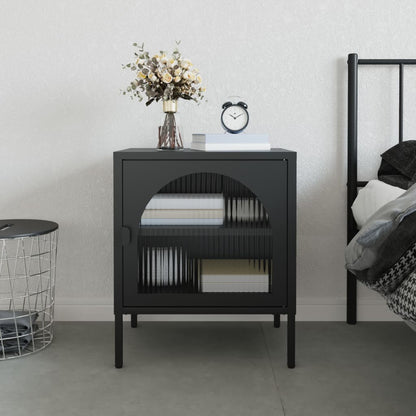 Nachttisch Schwarz 50x35x60 cm Glas und Stahl - Pazzar.ch