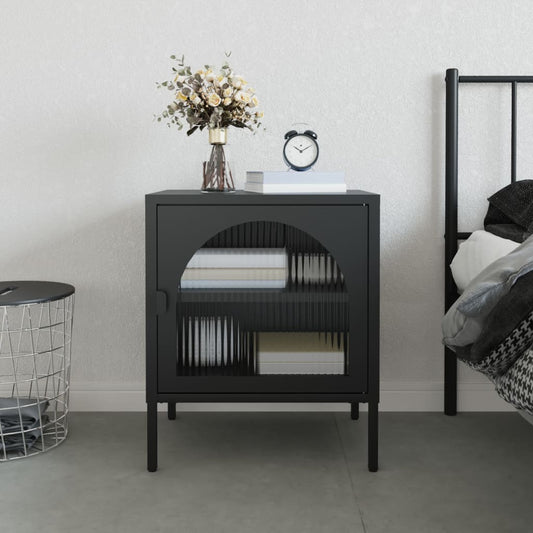 Nachttisch Schwarz 50x35x60 cm Glas und Stahl - Pazzar.ch
