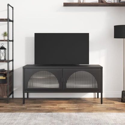 TV-Schrank Schwarz 105x35x50 cm Glas und Stahl - Pazzar.ch