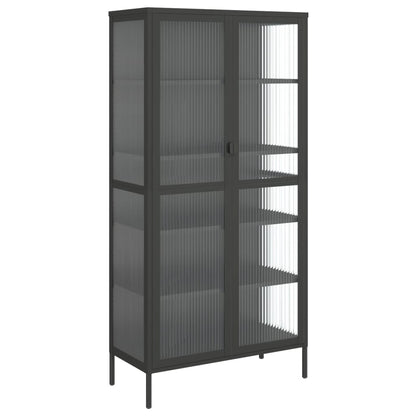 Highboard Schwarz 85x40x180 cm Glas und Stahl - Pazzar.ch