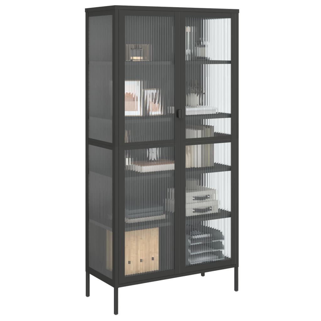 Highboard Schwarz 85x40x180 cm Glas und Stahl - Pazzar.ch