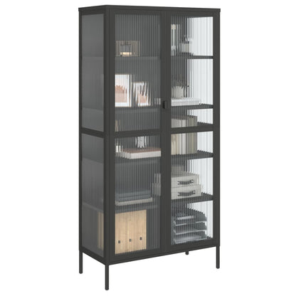 Highboard Schwarz 85x40x180 cm Glas und Stahl - Pazzar.ch