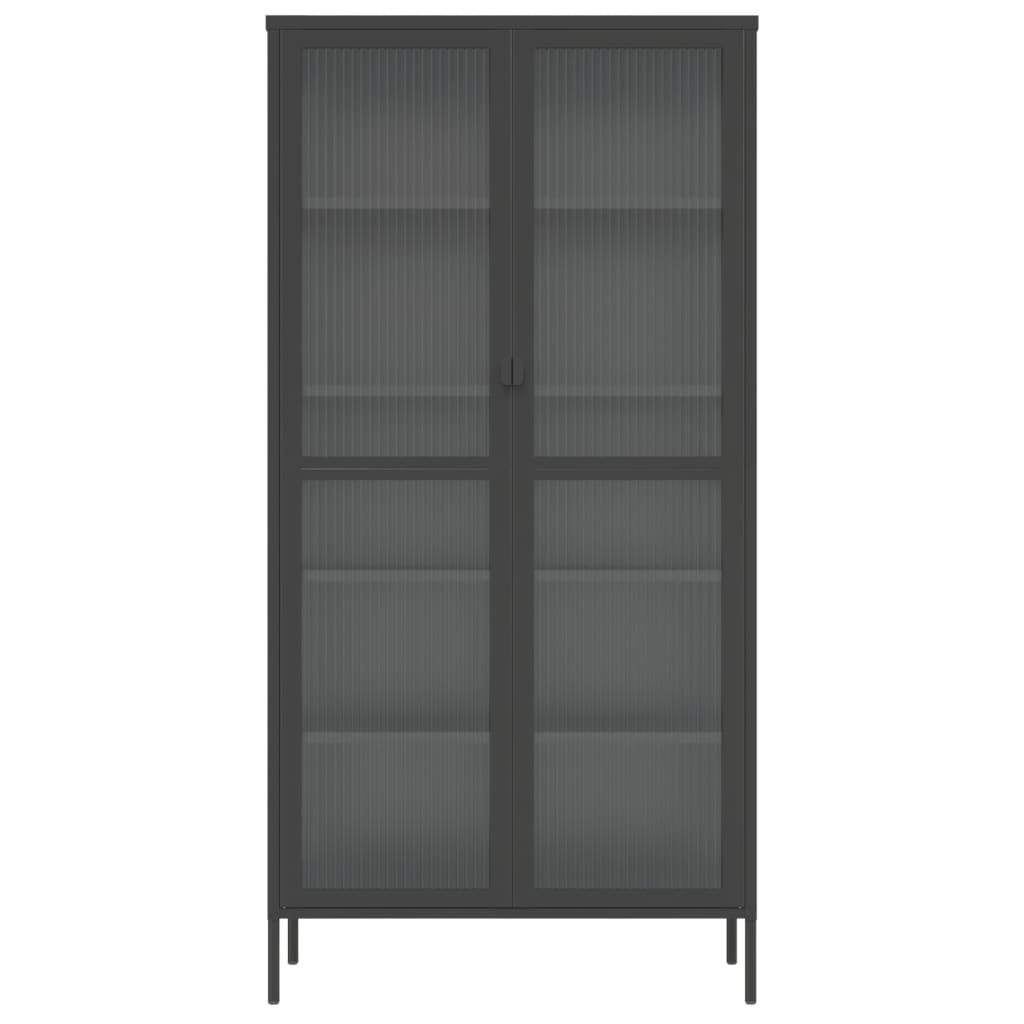 Highboard Schwarz 85x40x180 cm Glas und Stahl