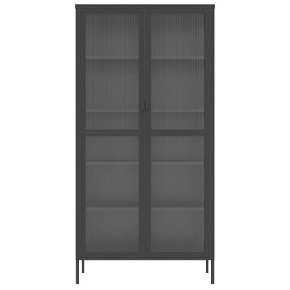 Highboard Schwarz 85x40x180 cm Glas und Stahl - Pazzar.ch