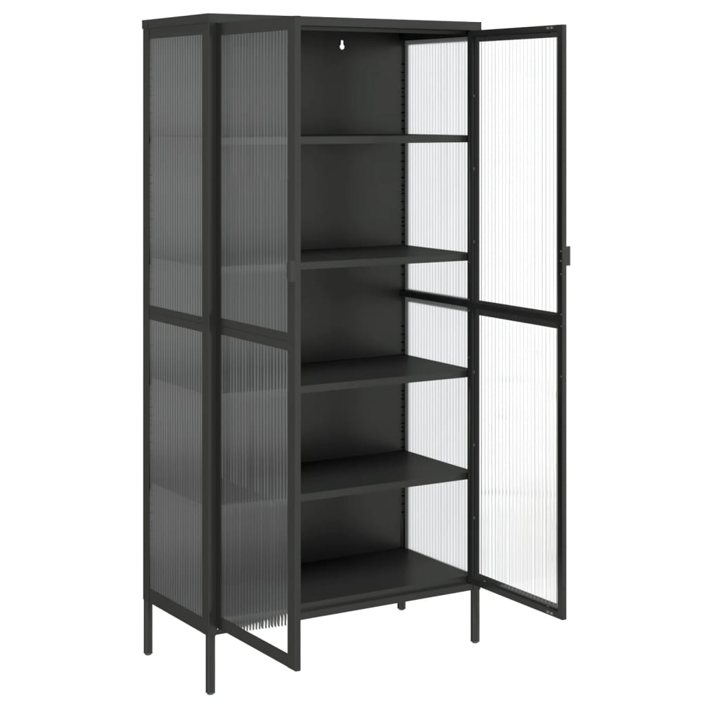 Highboard Schwarz 85x40x180 cm Glas und Stahl - Pazzar.ch