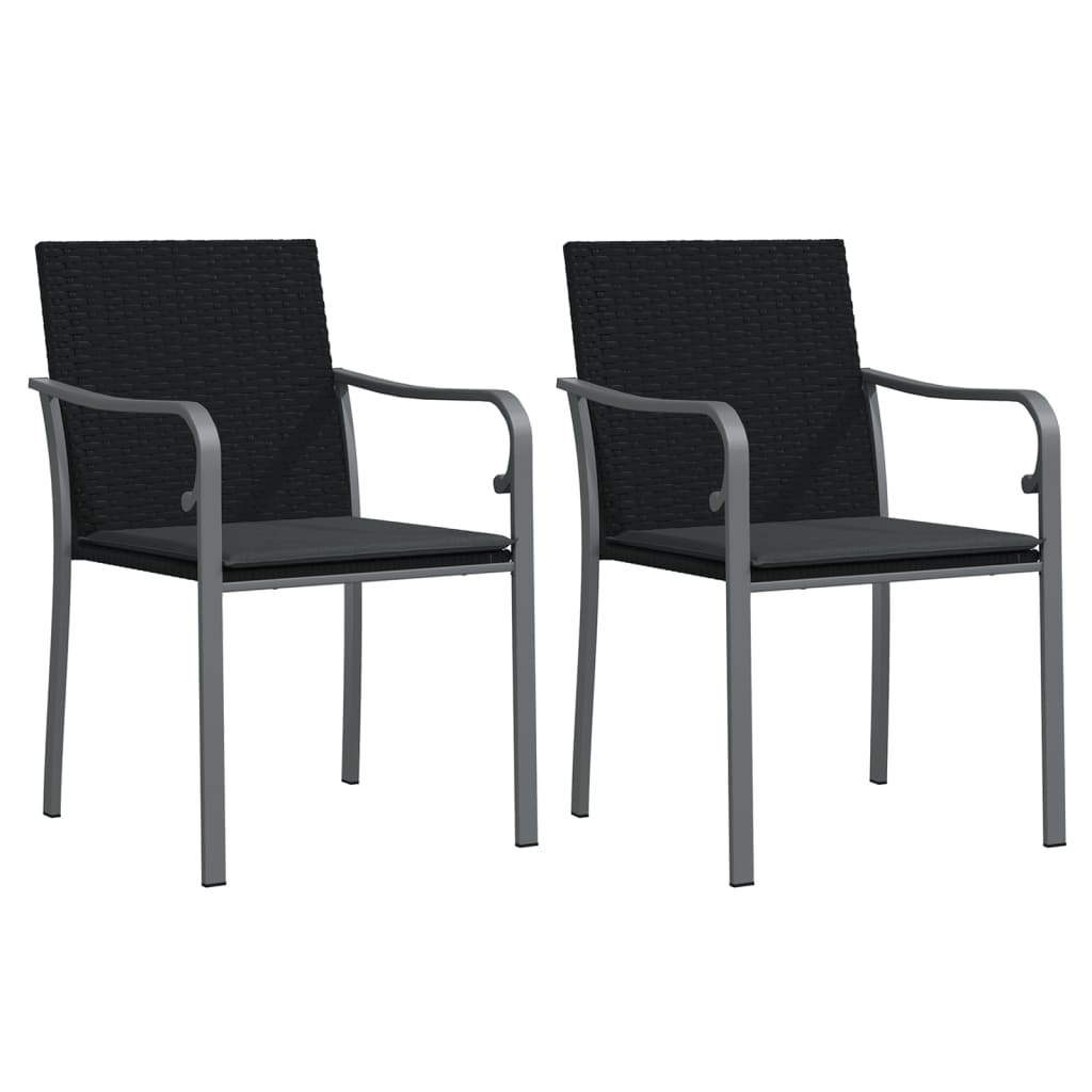 Gartenstühle mit Kissen 2 Stk. Schwarz 56x59x84 cm Poly Rattan - Pazzar.ch