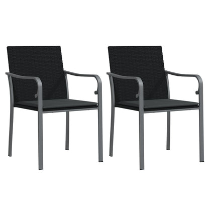 Gartenstühle mit Kissen 2 Stk. Schwarz 56x59x84 cm Poly Rattan - Pazzar.ch