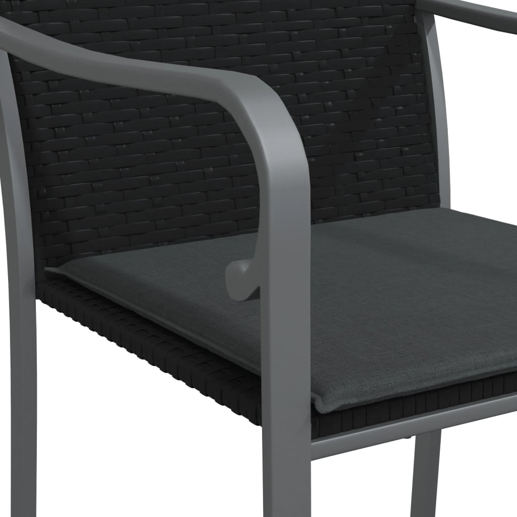 Gartenstühle mit Kissen 2 Stk. Schwarz 56x59x84 cm Poly Rattan - Pazzar.ch