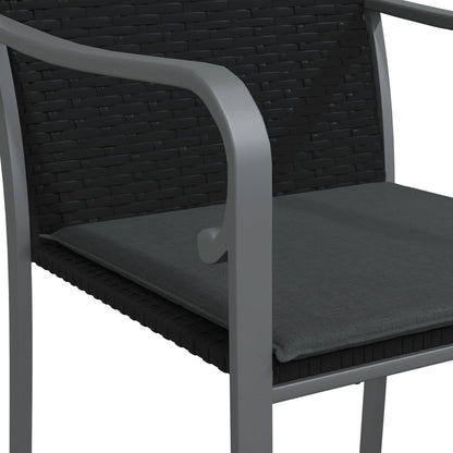 Gartenstühle mit Kissen 2 Stk. Schwarz 56x59x84 cm Poly Rattan - Pazzar.ch