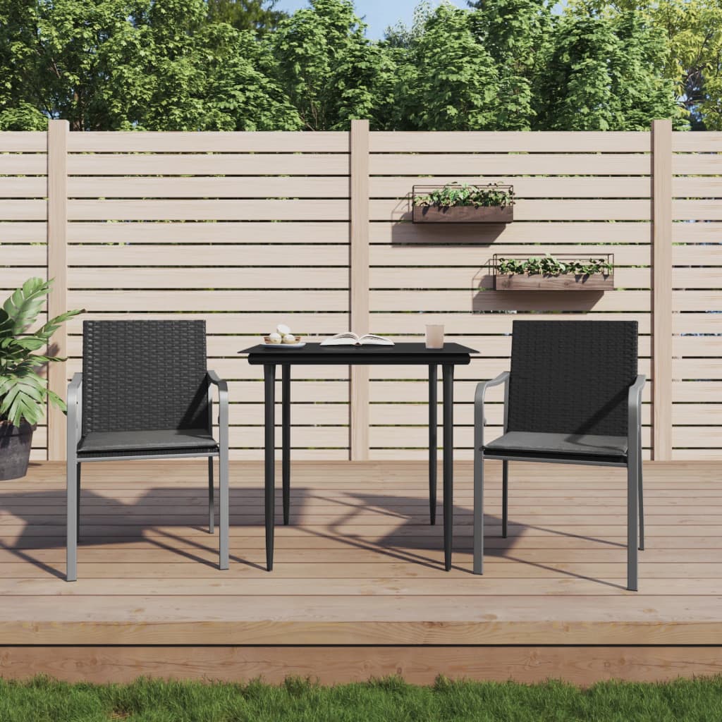 Gartenstühle mit Kissen 2 Stk. Schwarz 56x59x84 cm Poly Rattan - Pazzar.ch
