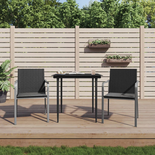 Gartenstühle mit Kissen 2 Stk. Schwarz 56x59x84 cm Poly Rattan - Pazzar.ch