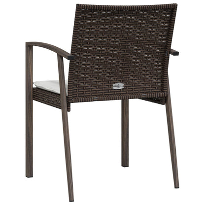 Gartenstühle mit Kissen 2 Stk. Braun 56,5x57x83 cm Poly Rattan - Pazzar.ch