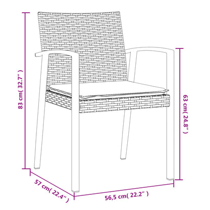 Gartenstühle mit Kissen 2 Stk. Braun 56,5x57x83 cm Poly Rattan - Pazzar.ch