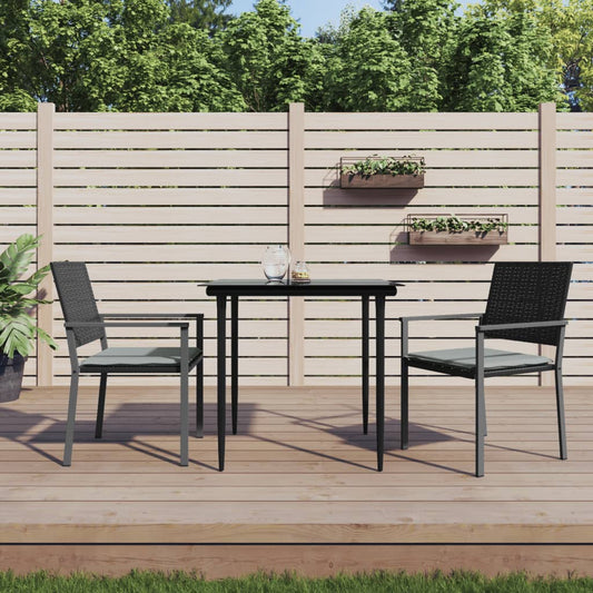 Gartenstühle mit Kissen 2 Stk. Schwarz 54x62,5x89cm Poly Rattan - Pazzar.ch