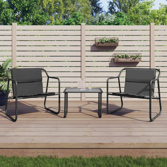 3-tlg. Garten-Lounge-Set mit Kissen Anthrazit Stahl - Pazzar.ch
