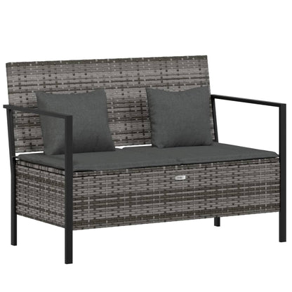 Gartenbank 2-Sitzer mit Kissen Grau Poly Rattan - Pazzar.ch