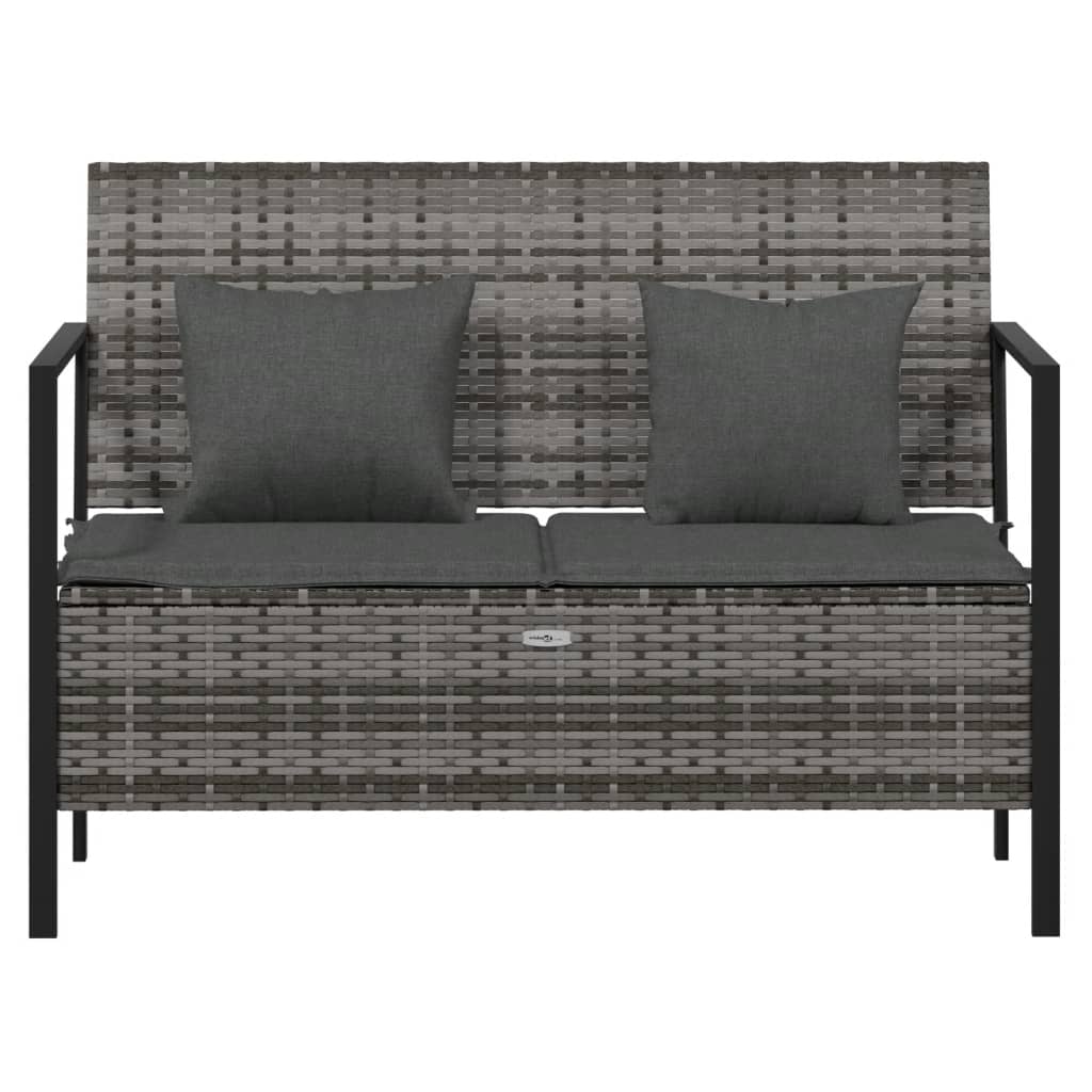 Gartenbank 2-Sitzer mit Kissen Grau Poly Rattan - Pazzar.ch