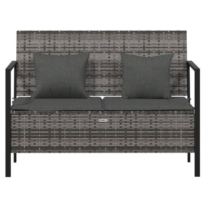 Gartenbank 2-Sitzer mit Kissen Grau Poly Rattan - Pazzar.ch